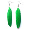 Green Feather Earrings - Handcrafted