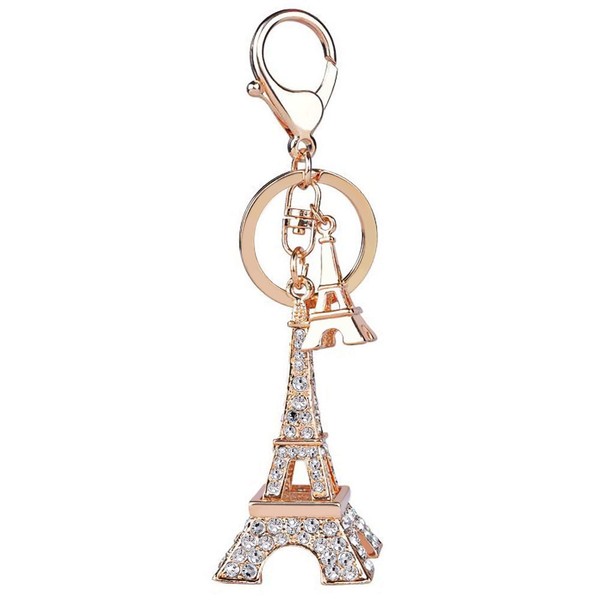 Eiffel Tower Keyring 3D Rhinestone French Retro Souvenir Paris Keychain