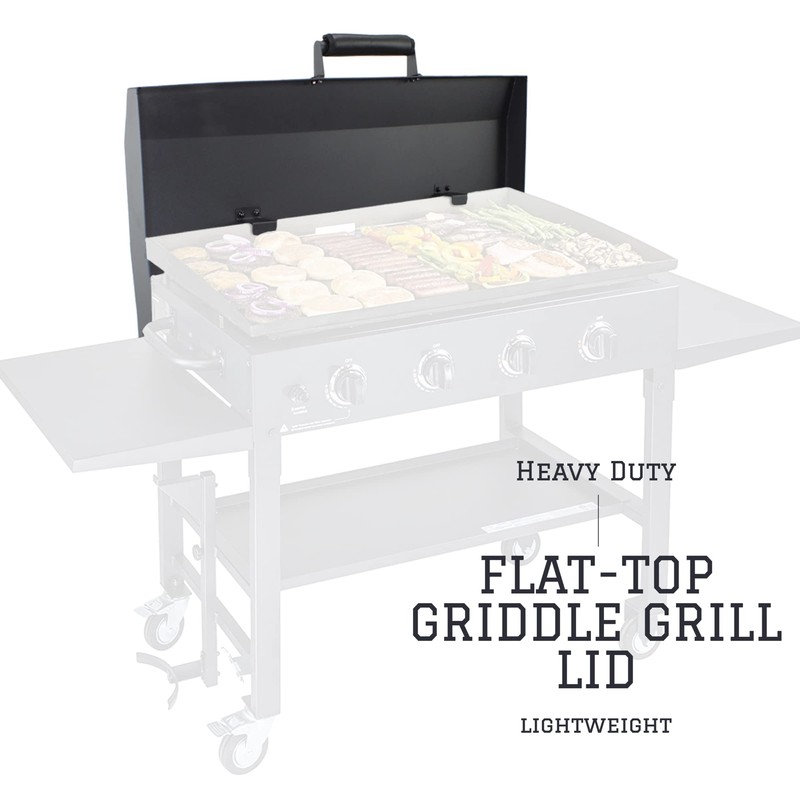 Griddle Cover Lid - Powder Coated Black Aluminum Lid Storage