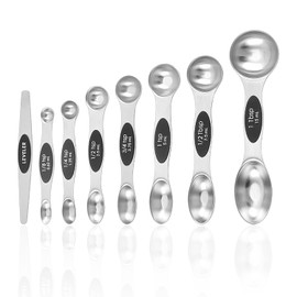 8-Piece Magnetic Double-Sided Measuring Spoon Set, with Scale and Spirit Level, Measuring Spoon Set, Spice Spoon, Digital Measuring Spoon, Measuring Spoon with Scale