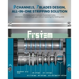 Frstem Manual or Drill Powered Wire Stripper Machine with 9 Channels 7 Blades, 0.06''-0.79'' Wire Stripping Machine with Hand Crank or Drill, 65MN Steel Blade&Patent Self-regulating Spring Design