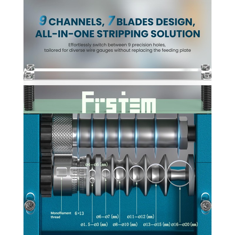 Frstem Manual or Drill Powered Wire Stripper Machine with 9