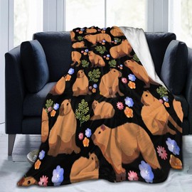 Capybara Blanket Capybara Gifts for Girls Boys Soft Throw Blanket 40x50 Inches Fleece Blanket Comfy Capybara Plush Blanket Flannel Blanket Couch Sofa Blanket Birthday Gifts for Women Men Kids,Black