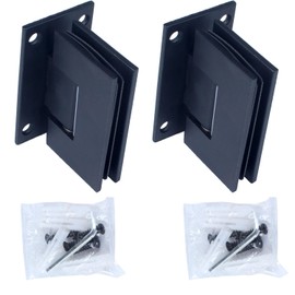 JIQI Glass Shower Room Door Hinges with a Black Matte Finish Crafted from Solid 4mm-Thick Stainless Steel, Featuring a 90-Degree Design and are Suitable for use in Both Home and Hotel bathrooms(2pcs)