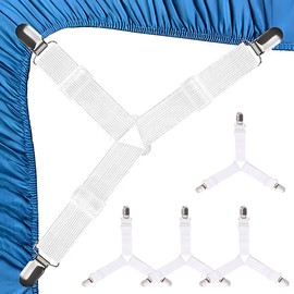 COYUN Pack of 4 Bed Sheet Tensioners, Bed Sheet Clips, Adjustable Bed Fasteners, Triangular Bed Sheet Tensioners, Sheet Tensioners with Metal Clips, Mattress Tensioners for Bed Sheet, Mattress, Sofa