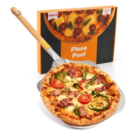 Pizza Peel 12" x 14",30.1" Long Aluminum Metal Pizza Turning Peel with Detachable Wooden Handle For Baking Dough,Bread and Pastry.Pizza Oven Accessories Tools for Indoor & Outdoor Grill Oven