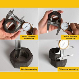 0-6 Inch Dial Plastic Vernier Caliper 0-200（0.01mm) Ruler Measurement Gauge Vernier Caliper Dial Stainless Steel Range Dial Gauge Steel Shock Proof Gearing & Case