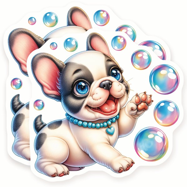 French Bulldog Stickers - Puppy with Bubbles - Cute Pet