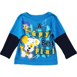 Nickelodeon Bubble Guppies"Guppies BF" Turquoise Toddler L/S Layered T-Shirt (4T)