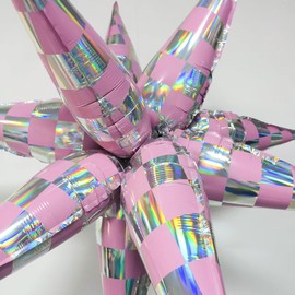 32 Inch Purple Pink Checkered Explosion Star Foil Balloon，Iridecent 12pcs Spike Explosion Star Balloons for Girl Birthday, Baby Shower, Graduation, New Year, Festival Events Ptoto Booth Props