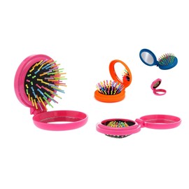 3 Pack Folding Hairbrush With Mirror Compact Pocket Size Travel Car Purse