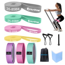 CroyVine Pull Up Bands Resistance Bands Set for Working Out,7 PC Long Exercise Bands & Fabric Booty Bands for Training Hip Thigh Glute Fitness,Home Workouts,Physical Therapy for Men Women