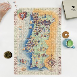 1959 MaÌrio Costa Pictorial Wine of Portugal Map | 1000 Piece Adult Jigsaw Puzzle | Jigsaw Puzzle Game for Adults | Unique Gift