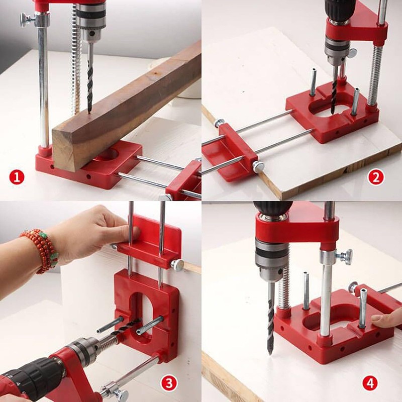 SYGELER Adjustable Drill Guide Jig for Woodworking - Alloy Steel