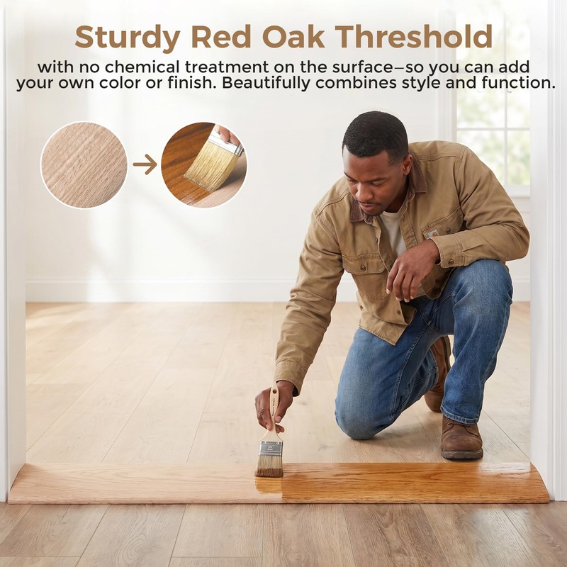 SFNSM Natural Wood Door Threshold for Doorways, Non-Slip Solid Red
