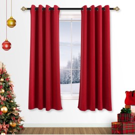 Mrs.Naturall Kids Curtains 2 Panel Set for Boys Bedroom,Blackout Grommet Window Sports Basketball Football Red Gaming Curtains for Boys Room,63 Inch Length