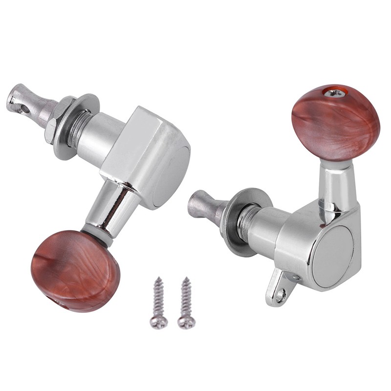 Tuner Pegs Tuning Machine Heads Button Silver Wooden Folk Guitar