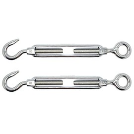 M8 x 120mm Eye & Hook Turnbuckles Wire Tensioner Strainer Open Closed Hook Threaded Hook A4 Marine Grade Stainless Steel (Pack of 2)