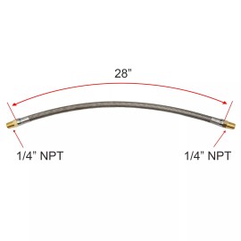 DUCO® PTFE STEAM HOSE w/SS BRAIDED FOR PRESSING MACHINES (1/4" MALE x MALE, 28" LONG)