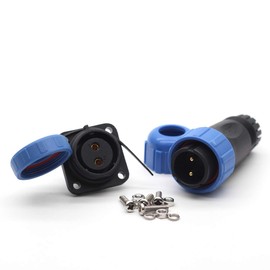 SZJELEN SP21 2Pin-12Pin Panel Mount 21mm Waterproof Circular Electrical Wire Connectors,Aviation Cable Connectors (2Pin, Plug Male & Socket Female)