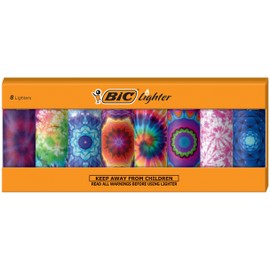 BIC Special Edition Psychedelic Patterns Series Maxi Pocket Lighters, Set of 8 Lighters