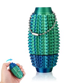 Spiky Grippie Fidget Keychain, Pain Stim Sensory Toy for Adults Kids Teens Hard Spiky Pocket Spinner Keychain Ring Gifts for Focus & ADHD (Blue Green)