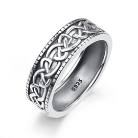 Celtic Knot Rings Sterling Silver Wedding Band Rings for Men Celtic Ring Jewelry Gifts for Men Rings Size 6