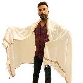 SHOPUKASA Men’s Shawl Winter Mens Scarf Shemagh Cashmere Feel Scarves Warm Soft Fashion Scarf Gifts for Men (White)