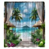LAEDCIITI Ocean Beach Shower Curtain Tropical Summer Palm Tree Leaves
