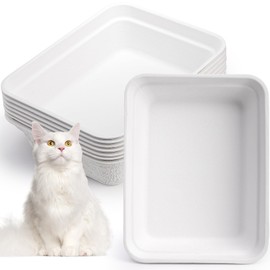 WUWEOT 8 Pack Disposable Cat Litter Boxes, White Cardboard Litter Liner Tray, 16.7" x 12.7" x 4.1" Portable Pet Litter Pan for Hamster, Guinea Pig, Mice, Bunny, Bunny, Small Animals