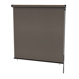 RADIANCE 0371696 Cordless Exterior Crank Operated Solar Shade, Coconut Brown, 96-Inch High by 72-Inch Wide