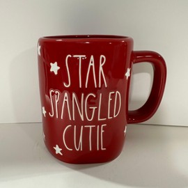 Rae Dunn STAR SPANGLED CUTIE Mug - Fourt of July - July 4th - Allside RED - Ceramic
