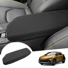 GAFAT Compatible with Toyota C-HR Hybrid 2024 2025 Central Armrest Cover, CHR II from 2024 Centre Console Armrest Protection Microfibre PU Leather Padding, CHR 2024 Accessories (Black)