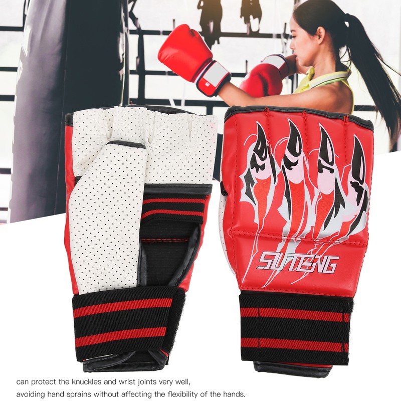 Pair Fight Gloves HalfFinger SweatProof with High Elastic Band for