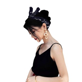 Hip Hop Headband Cool Cotton Elastic Bandana Ethnic Fashion Neck Tie Cool Wristband Sweatband Wrap Headband Cycling Running Exercise Blue