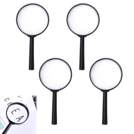 4 lenti di ingrandimento per bambini, per ricercatori, lenti di ingrandimento per bambini, per detective spia, agente segreto, agente segreto, set di ricercatori (nero)