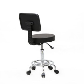 ZJMTOCYU Cozy Round Shape Adjustable Salon Stool with Back for Effortless Comfort, Easy Mobility, for Home and Salon Use, Black