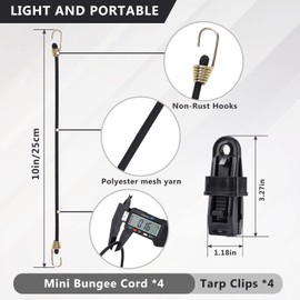 Jogtlyer Bungee Cords with Hook 28pcs Set Heavy Duty10 18" 24" 36" 48" 60" Roll Bungie Cord Assorted Sizes with Hooks Black Bungee Straps for Outdoor Camping Car