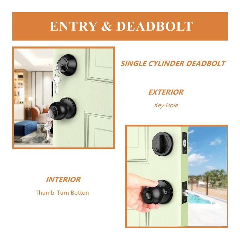 Probrico Front Door Keyed Entry Knobs and Single Cylinder Deadbolt