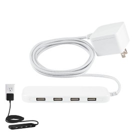 UltraPro GE Wall Charger, 4 Port USB Charger, 6 Ft Cord, Multi USB Charger Station, White, 44139