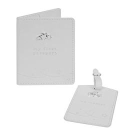 Widdle Gifts Ltd Baby My First Passport Cover and Luggage Tag Set with Stars 1224