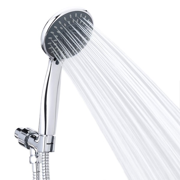 High Pressure Handheld Shower Head Briout 5-Settings Powerful Water Spray Shower Head against Low Pressure Water Flow with Stainless Hose and Adjustable Mount