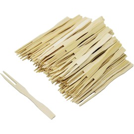 [ 140 - count ] Mini Bamboo Forks 3.5 inch, with Storage Case - Cocktail forks, Toothpicks for Appetizers, Disposable, party fruit,14 bamboo forks for deli accessories, 140 pieces Bamboo Forks