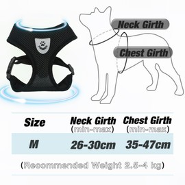Step-in Dog Harness Adjustable Reflective Soft Dog Harness Breathable Vest Seat Belt for Medium Dogs (M)