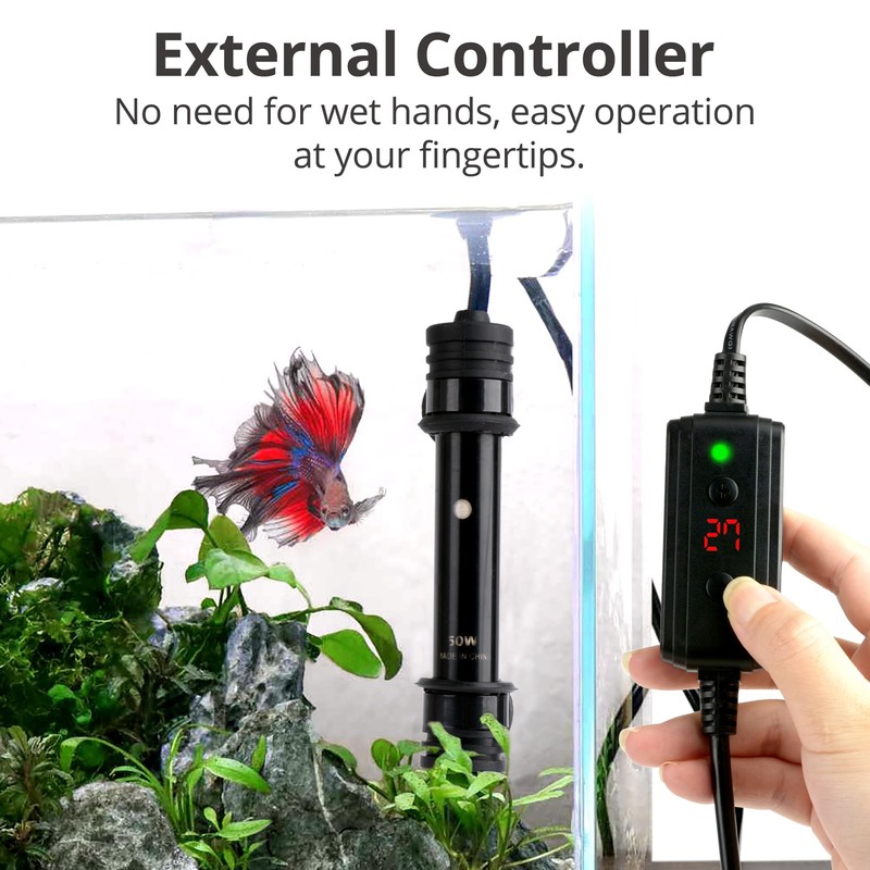 NICREW Fish Tank Heater, Submersible Aquarium Heater with External Temperature