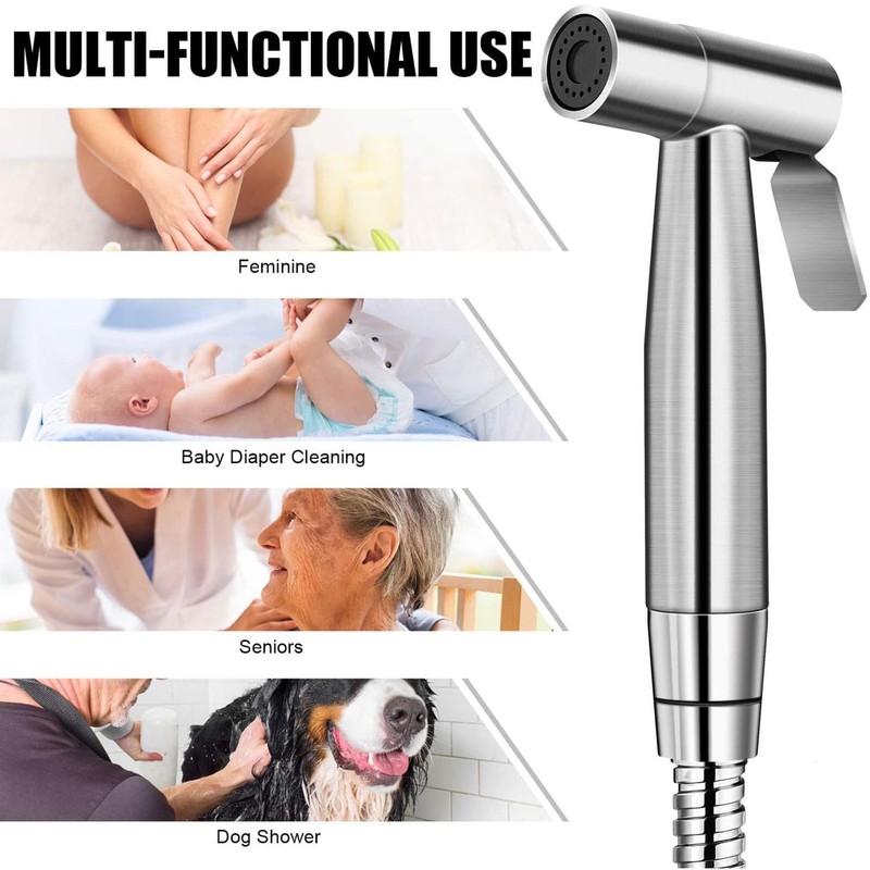 Handheld Bidet Sprayer for Toilet - Brushed Nickel & Stainless