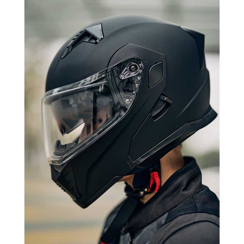 ILM Motorcycle Dual Visor Modular Flip up Full Face Helmet
