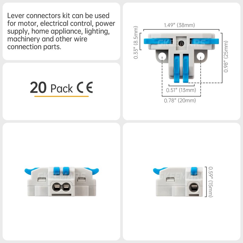 GKEEMARS 20Pcs 4 Way T Tap Wire Connectors, Quick Wire