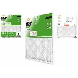 HDX HDX1P5-011418 1-Pack Standard Pleated Air Filter 14x18x1, Air Filters Replacement FPR 5 MERV 8