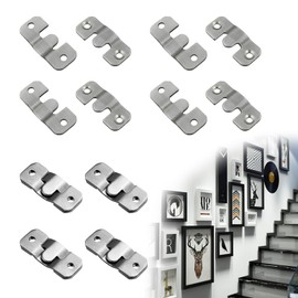 Bracket Brackets, Frame Hanging Hardware, Set of 16, Stainless Steel Wall Hooks, Painting, Frame, Clock, Easy to Install, Multi-functional, Compatible with Drywall and Wood Walls (1.7 x 0.7 inches (43 x 18 mm)
